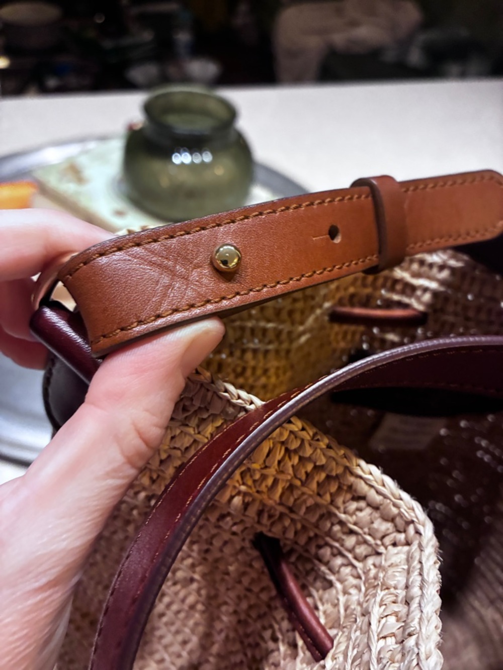 Sezane Farrow Bag Natural Raffia Bucket Bag Leather Strap Paris Summer Woven - Picture 10 of 16